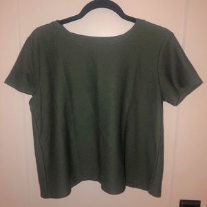 Ann Taylor Loft textured olive green shirt medium